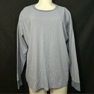 Women's L Blue Striped Long Sleeve Crew Neck Shirt - Eddie Bauer